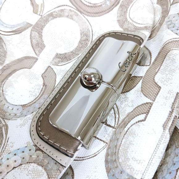 NWOT Coach Kristin Sequin Op Art Hobo Bag Tan Pink Logo L1082-16791 Shoulder - Picture 9 of 16